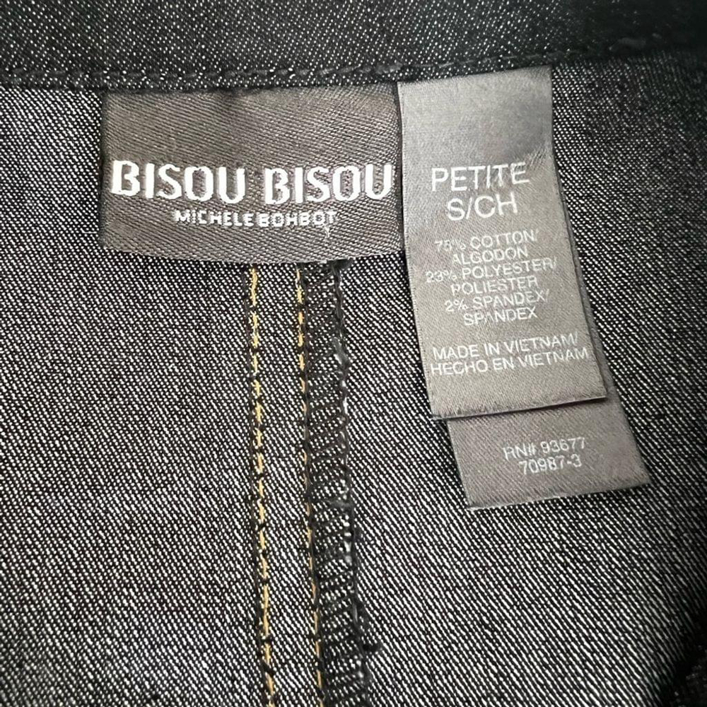 Bisou Bisou Y2K Petite S Dark Wash Denim Blazer Longline Jacket - Picture 10 of 11